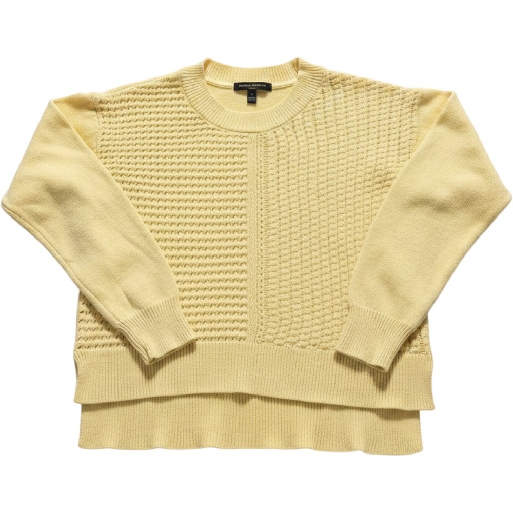 Banana Republic Yellow Cotton Waffle Knit High Low Sweater Womens XS